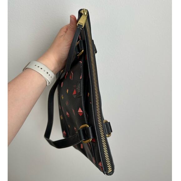 Fossil Black Graphic Coated Canvas Mini Tote Bag - Picture 9 of 13